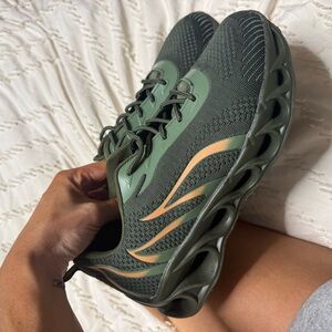 Green athletic sneakers
